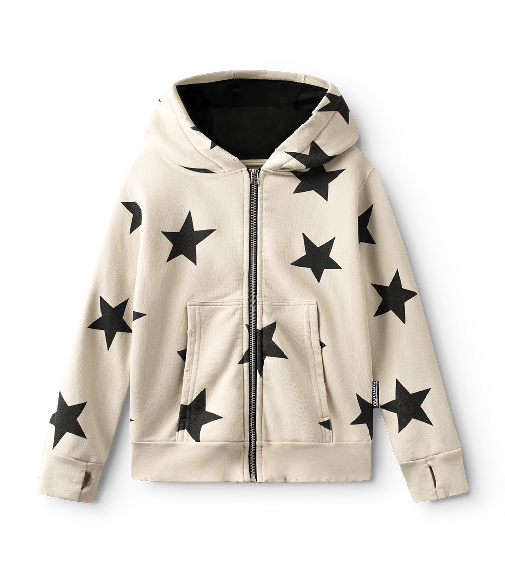 STAR ZIP HOODIE - SMOKEY NATURAL NUNUNU - enjoykidsus