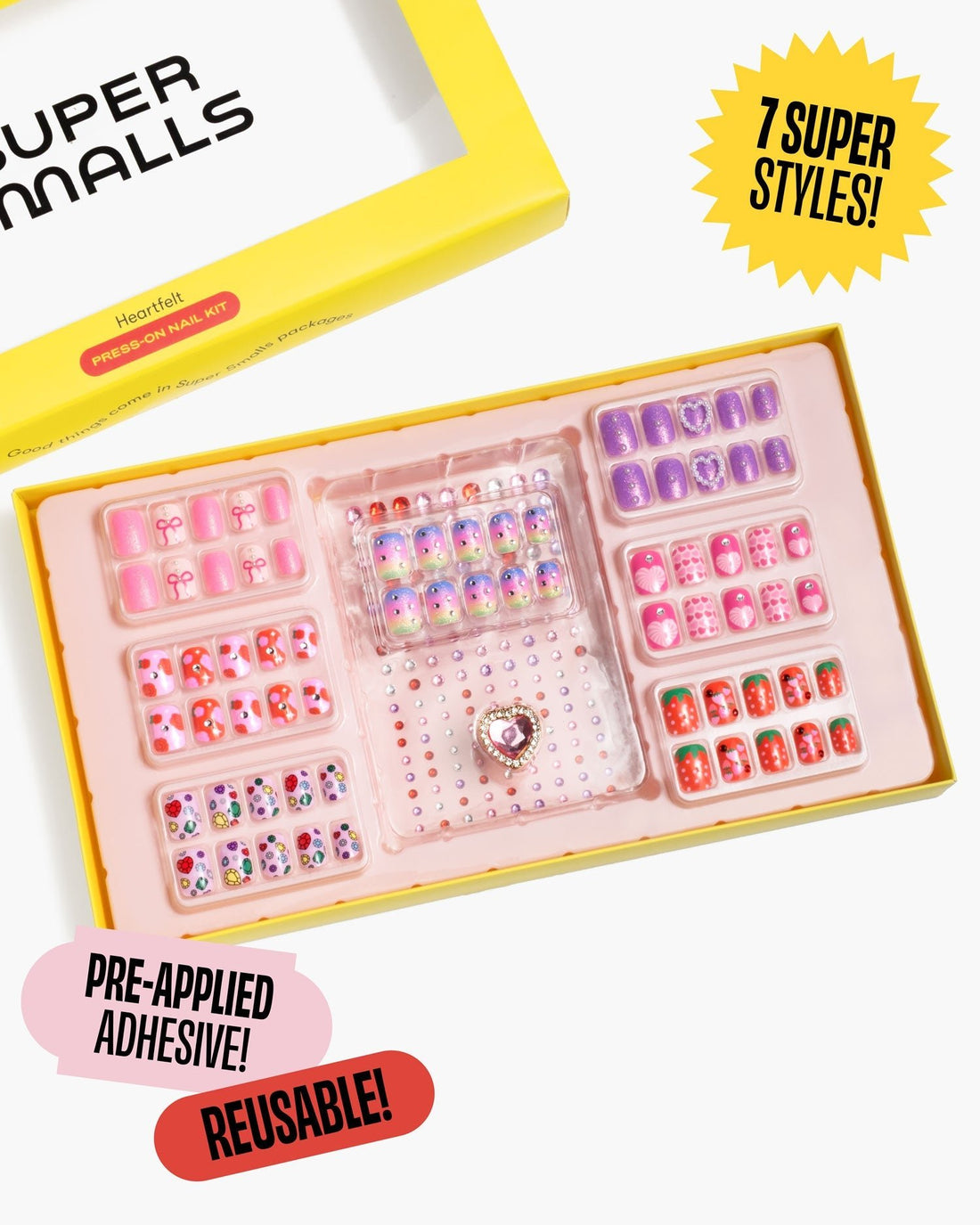 Super Smalls Heartfelt press-on nail kit for kids
