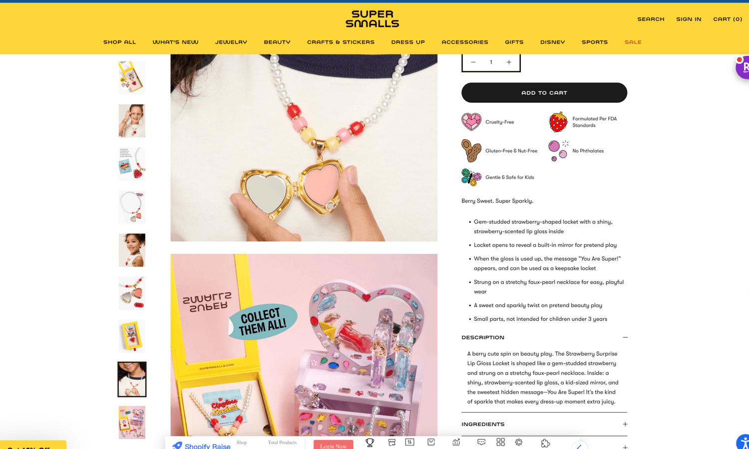 Super Smalls Strawberry Surprise Lip Gloss Locket Necklace Super Smalls