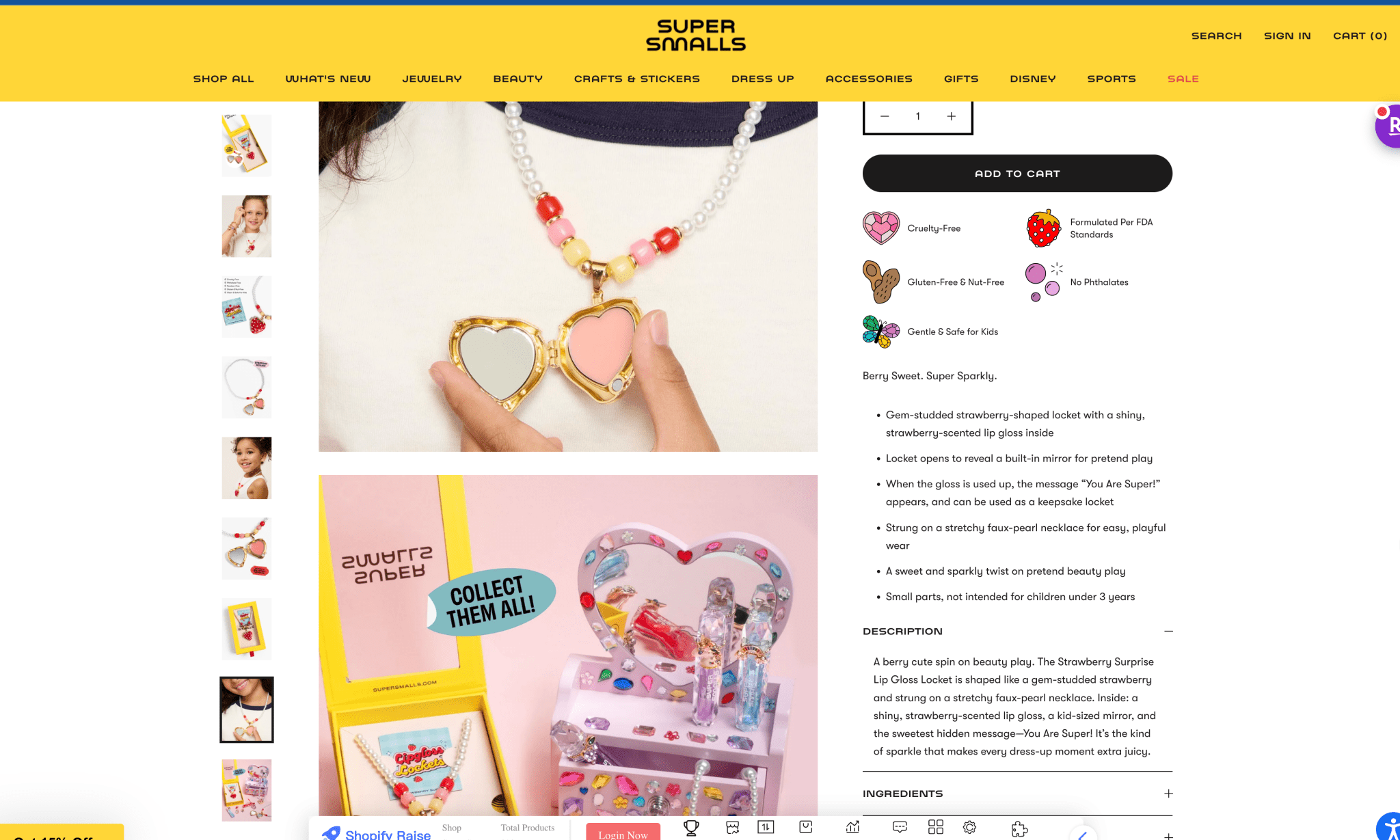 Super Smalls Strawberry Surprise Lip Gloss Locket Necklace Super Smalls