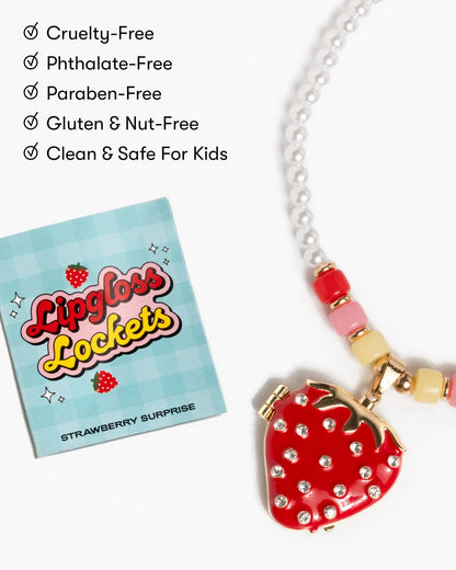 Super Smalls Strawberry Surprise lip gloss locket necklace with mirror
