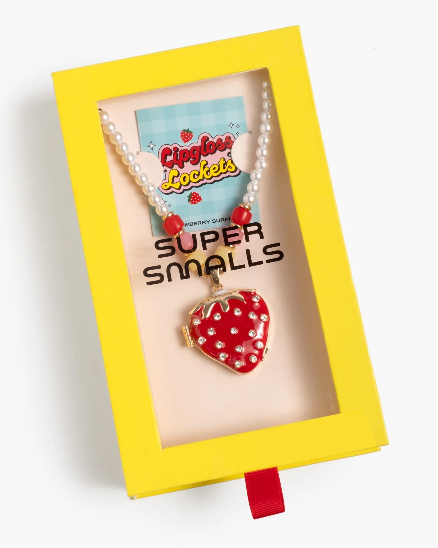 Super Smalls Strawberry Surprise lip gloss locket necklace with mirror
