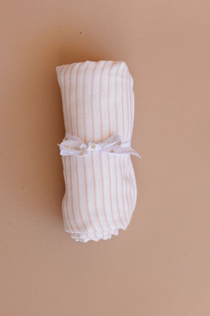 The Blueberry Hill Pink Stripe Organic Muslin Baby Swaddle Blanket
