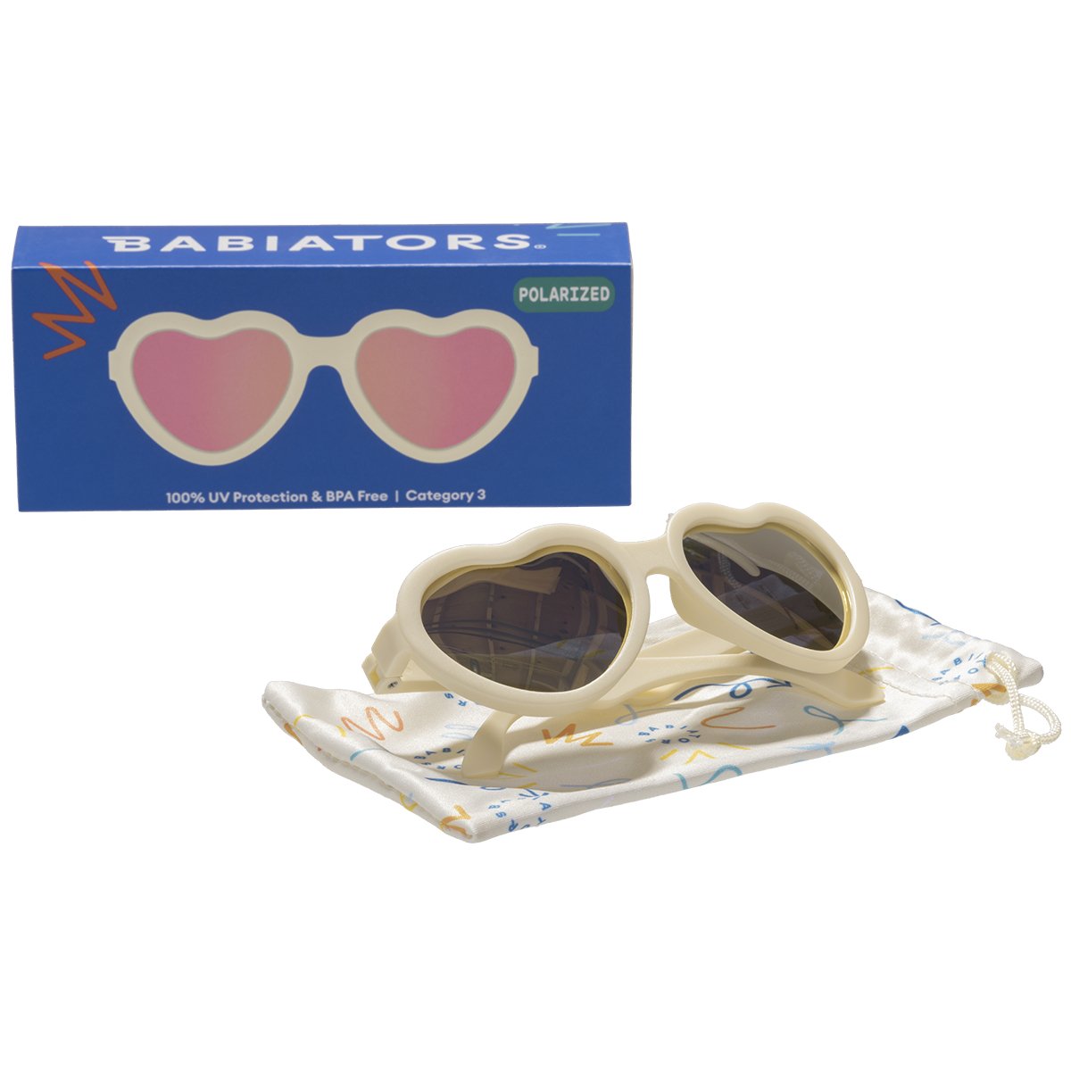 Sweet Cream Heart | Rose Gold Polarized Mirrored Lenses Babiators - enjoykidsus