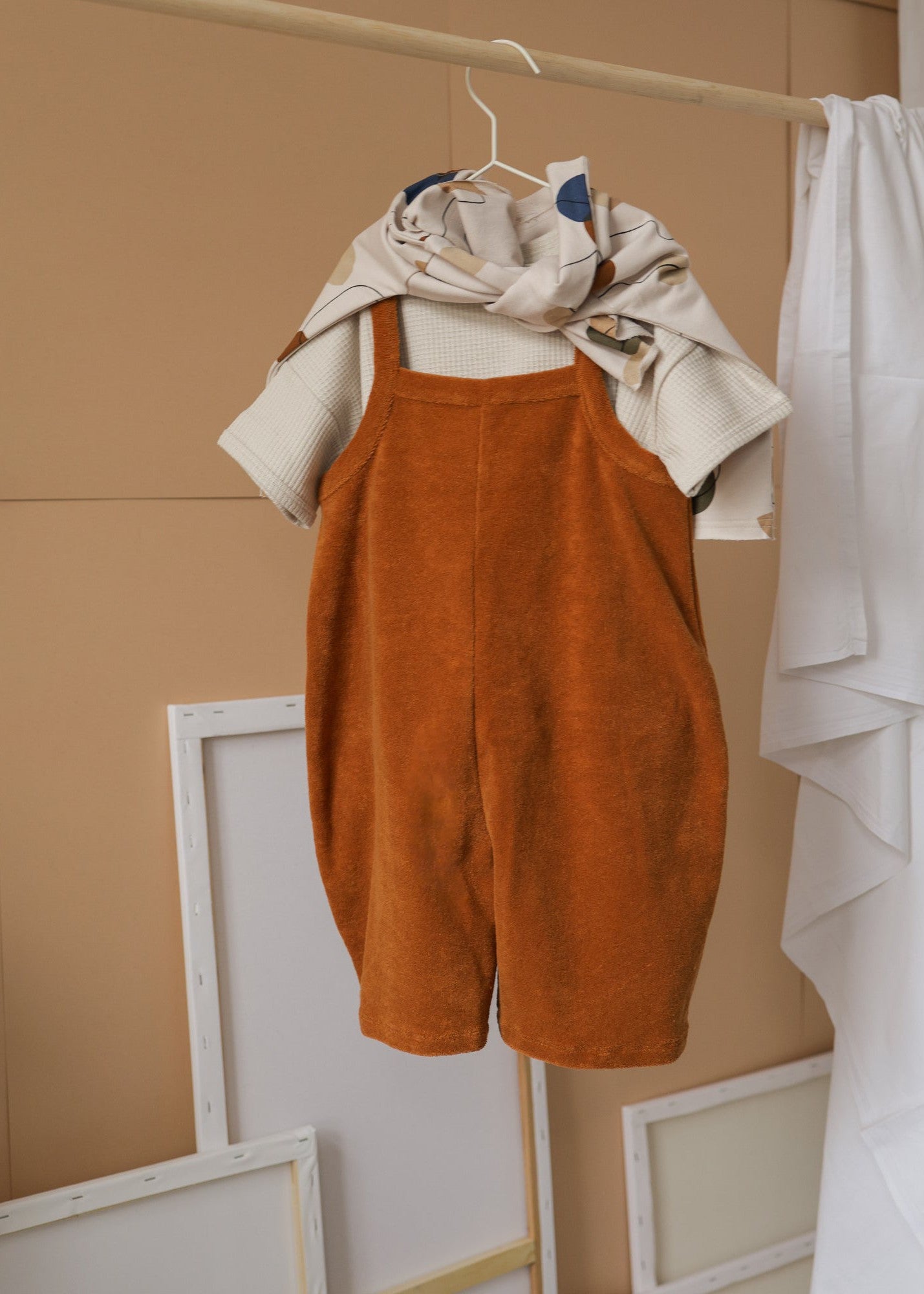 Terracotta Terry Cropped Dungarees Organic Zoo - enjoykidsus