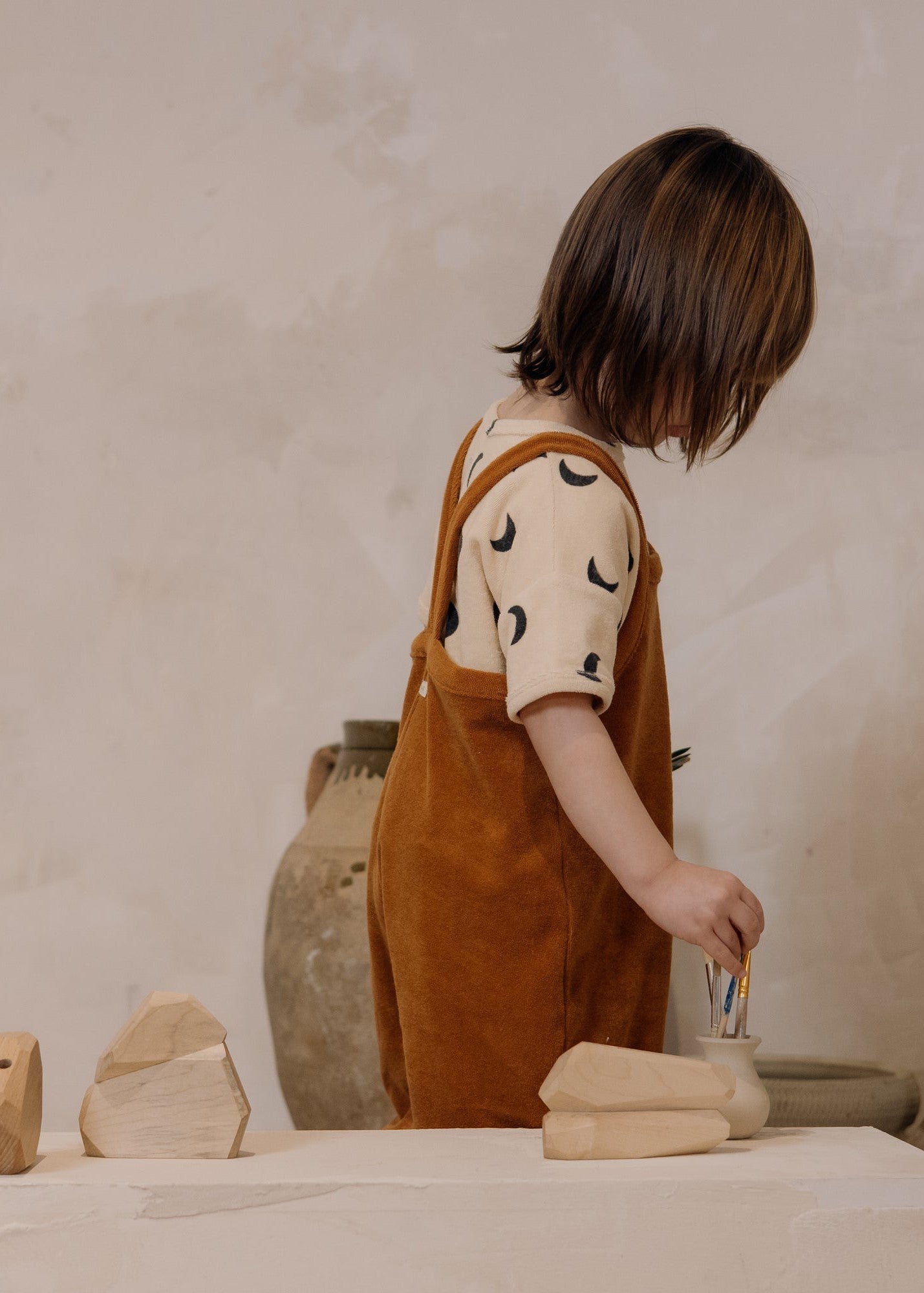 Terracotta Terry Cropped Dungarees Organic Zoo - enjoykidsus