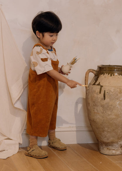 Terracotta Terry Cropped Dungarees Organic Zoo - enjoykidsus