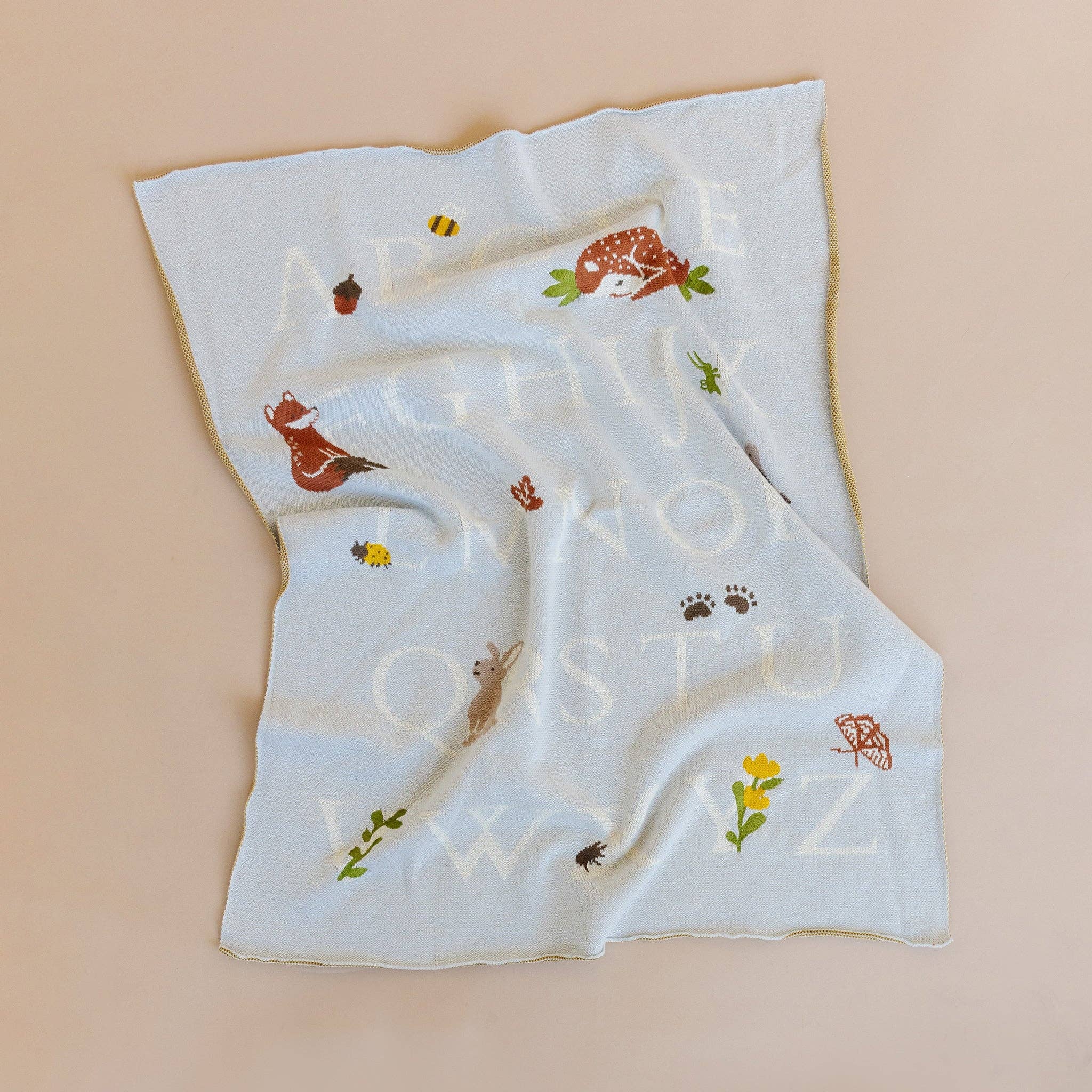 The Blueberry Hill ABC Woodland organic baby blanket
