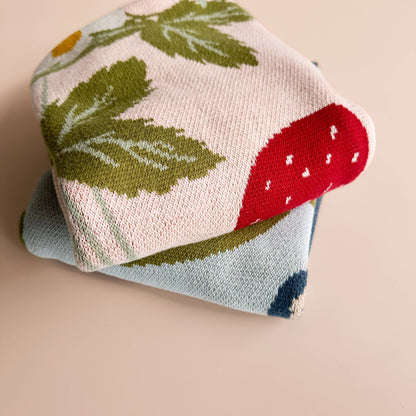 The Blueberry Hill - Blanket Strawberry Bunny Organic Baby Decor Spring Summer The Blueberry Hill
