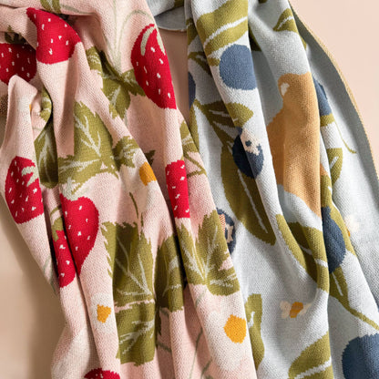 The Blueberry Hill - Blanket Strawberry Bunny Organic Baby Decor Spring Summer The Blueberry Hill