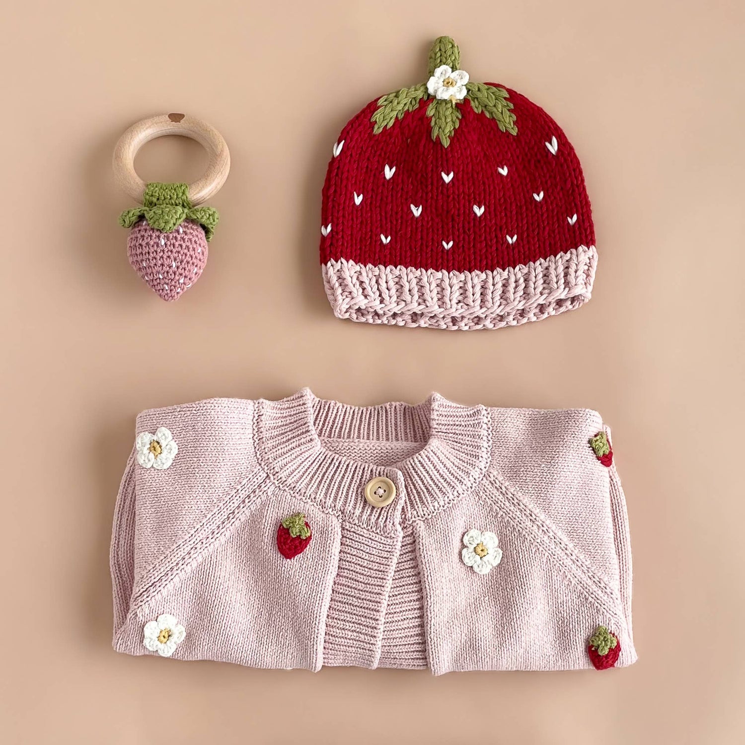 The Blueberry Hill Cotton Strawberry Flower Cardigan – Baby &amp; Toddler Knit Sweater The Blueberry Hill