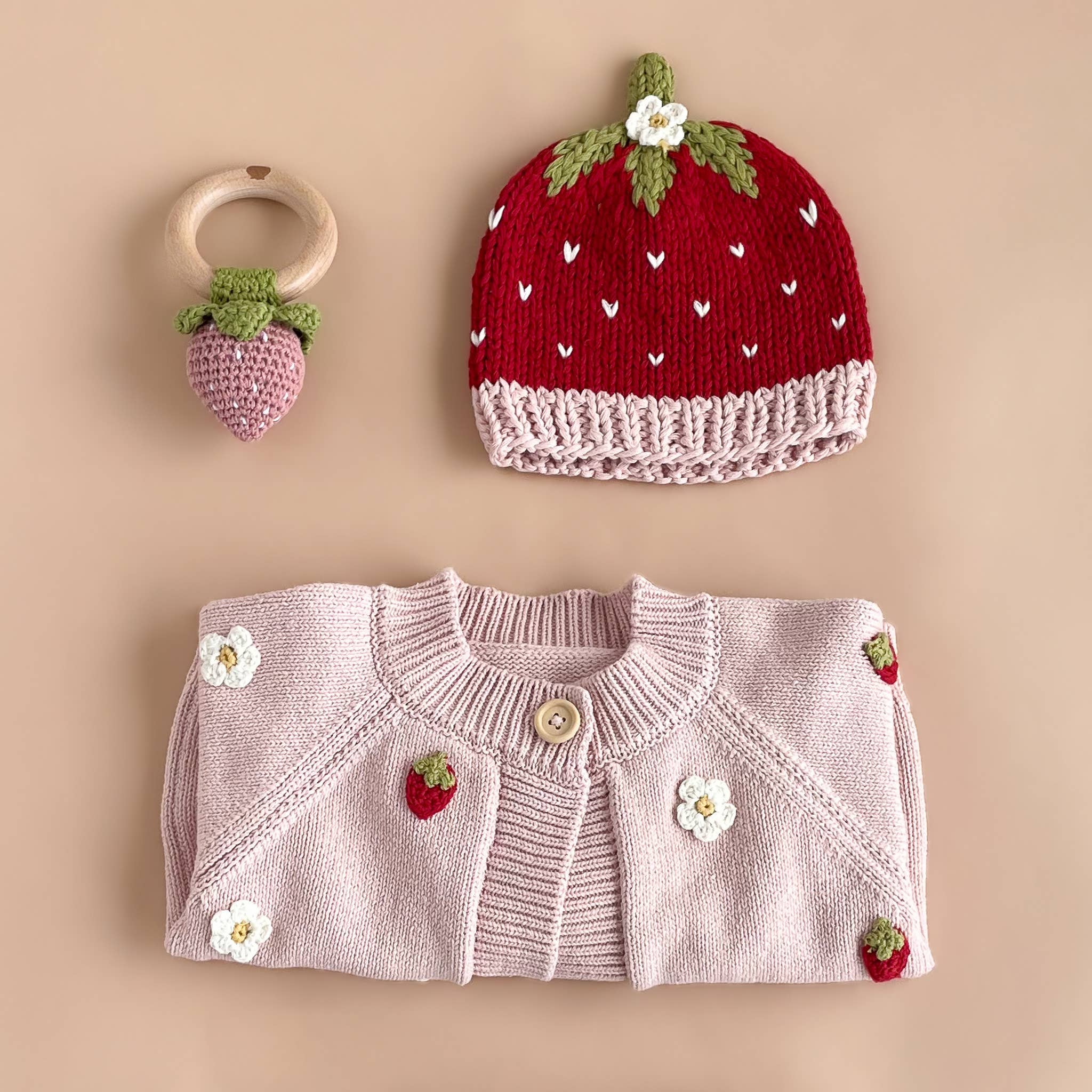 The Blueberry Hill Cotton Strawberry Flower Cardigan – Baby &amp; Toddler Knit Sweater The Blueberry Hill