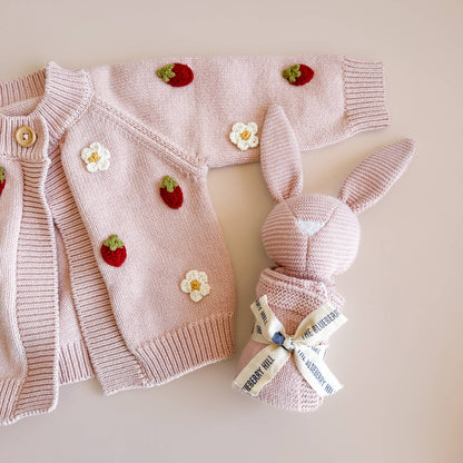 The Blueberry Hill Cotton Strawberry Flower Cardigan – Baby &amp; Toddler Knit Sweater The Blueberry Hill