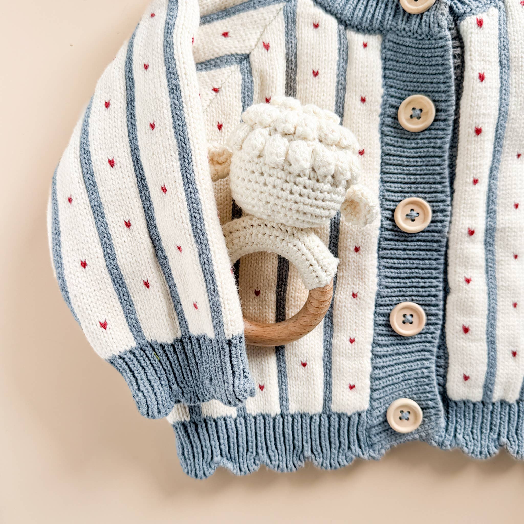 The Blueberry Hill Cotton Stripe Heart Cardigan – Blue Baby &amp; Toddler Knit Sweater The Blueberry Hill