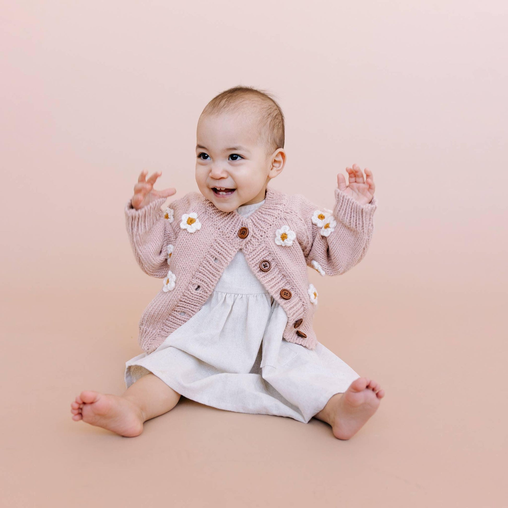 The Blueberry Hill - Flower Cardigan, Blush | Baby Sweater | Kids Clothing: M; 2 - 4Y The Blueberry Hill - enjoykidsus