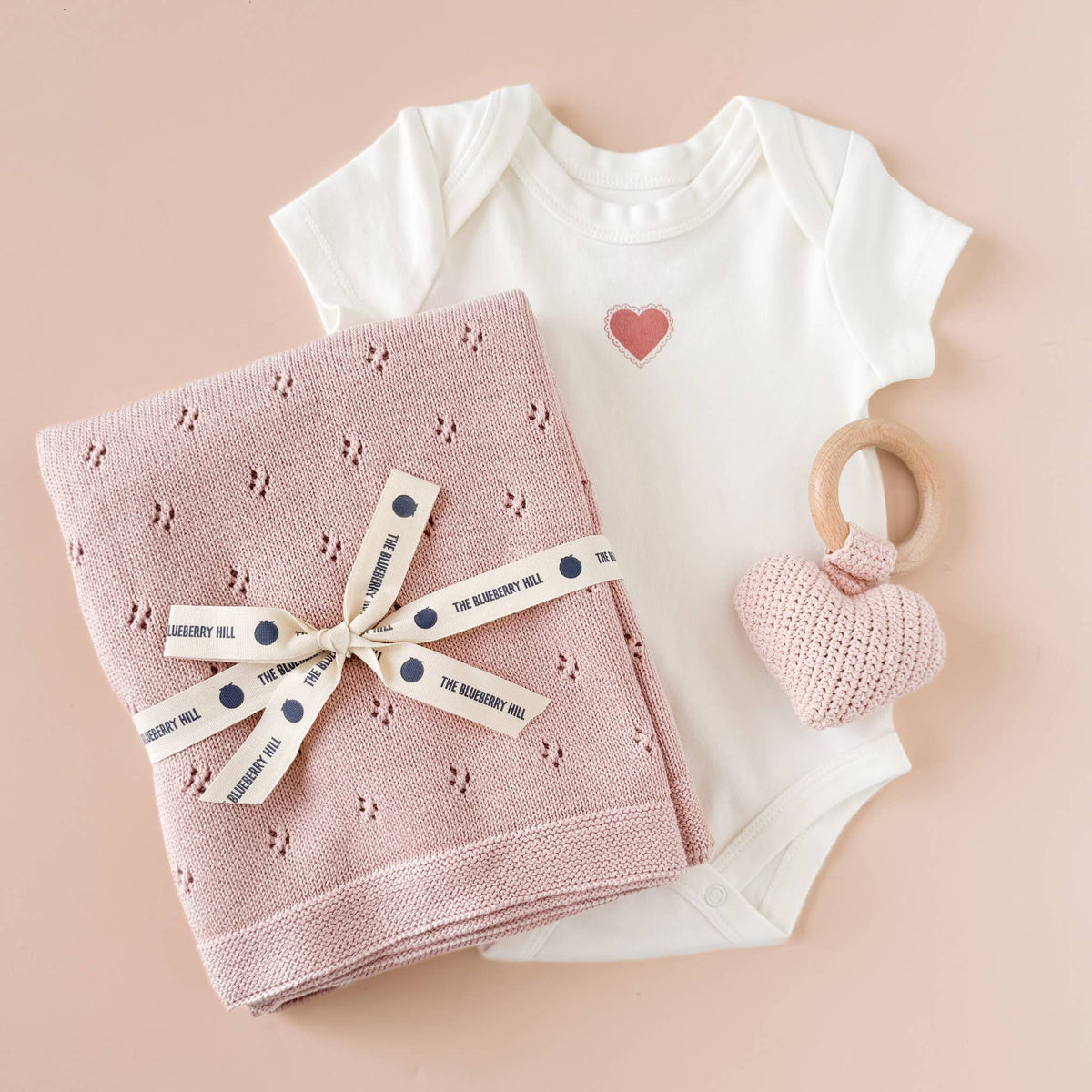 The Blueberry Hill - Heirloom Pique Blanket Blush Organic Cotton Baby Gift: Blush The Blueberry Hill