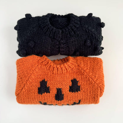 The Blueberry Hill - Jack - o - lantern Sweater, Orange | Baby Kid Halloween Pumpkin: M; 2 - 3Y The Blueberry Hill - enjoykidsus