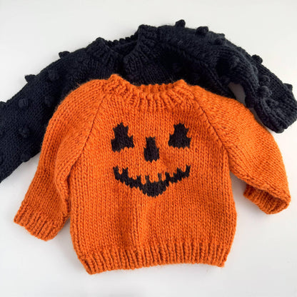 The Blueberry Hill - Jack - o - lantern Sweater, Orange | Baby Kid Halloween Pumpkin: M; 2 - 3Y The Blueberry Hill - enjoykidsus