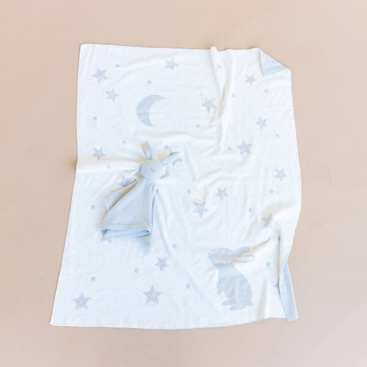 The Blueberry Hill - Set Star Moon Bunny Blanket Lovey Gift Baby Shower Organic: Blanket + Cream Lovey The Blueberry Hill