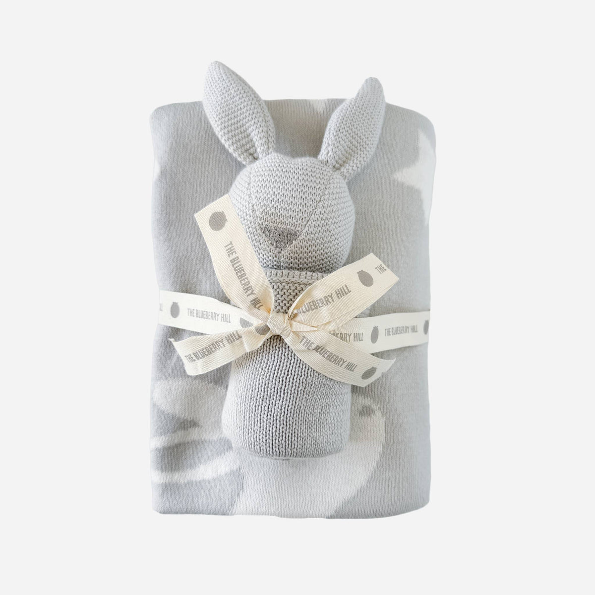The Blueberry Hill - Set Star Moon Bunny Blanket Lovey Gift Baby Shower Organic: Blanket + Cream Lovey The Blueberry Hill