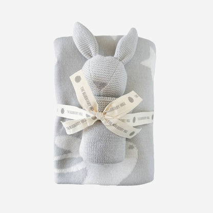 The Blueberry Hill - Set Star Moon Bunny Blanket Lovey Gift Baby Shower Organic: Blanket + Cream Lovey The Blueberry Hill