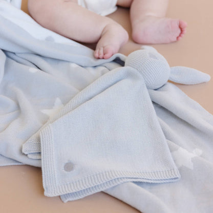 The Blueberry Hill - Set Star Moon Bunny Blanket Lovey Gift Baby Shower Organic: Blanket + Cream Lovey The Blueberry Hill