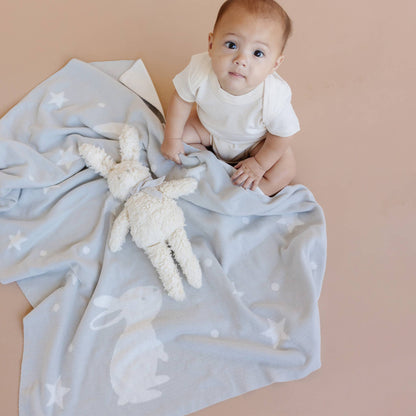 The Blueberry Hill - Set Star Moon Bunny Blanket Lovey Gift Baby Shower Organic: Blanket + Cream Lovey The Blueberry Hill