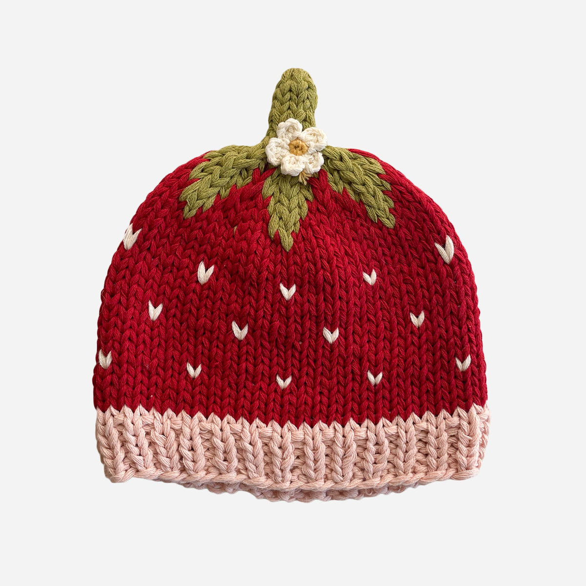 The Blueberry Hill Strawberry Cotton Beanie for Babies &amp; Girls
