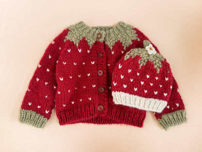 The Blueberry Hill - Strawberry Cardigan Baby Kid Fall Winter Halloween Costume: Red The Blueberry Hill