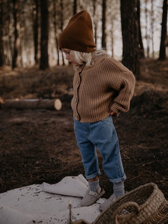 The Chunky Cardigan - Caramel The Simple Folk - enjoykidsus