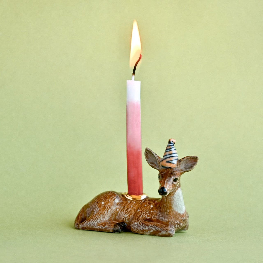Camp Hollow Deer Birthday Candle Holder | Porcelain Cake Topper