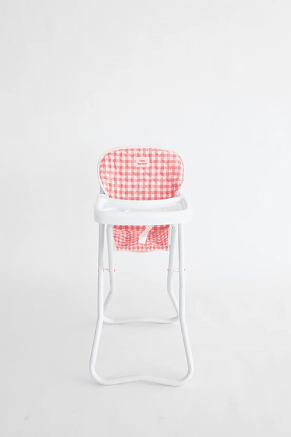 Tiny Harlow Doll High Chair - Pink Gingham 