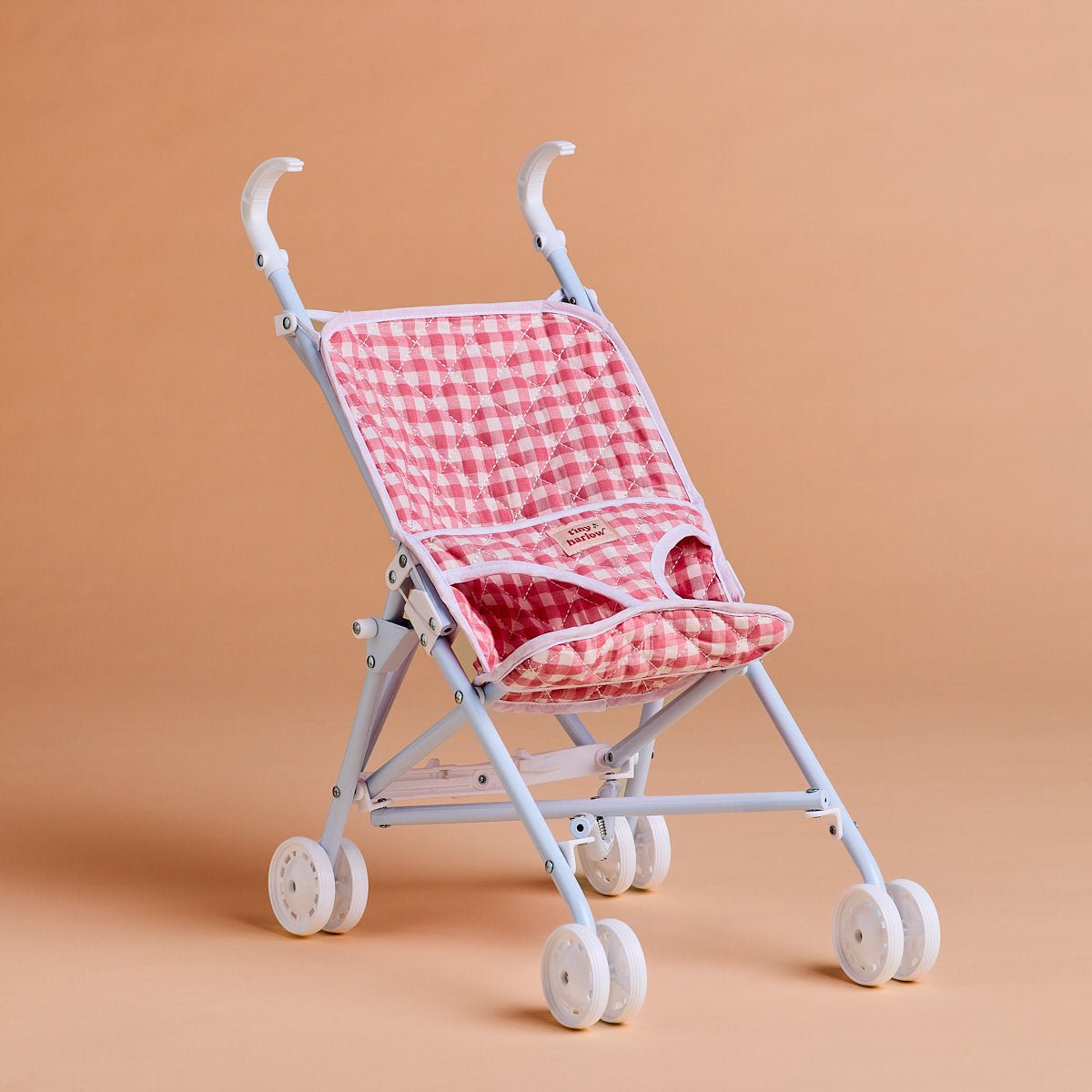 Tiny Harlow Doll Stroller – Pink Gingham
