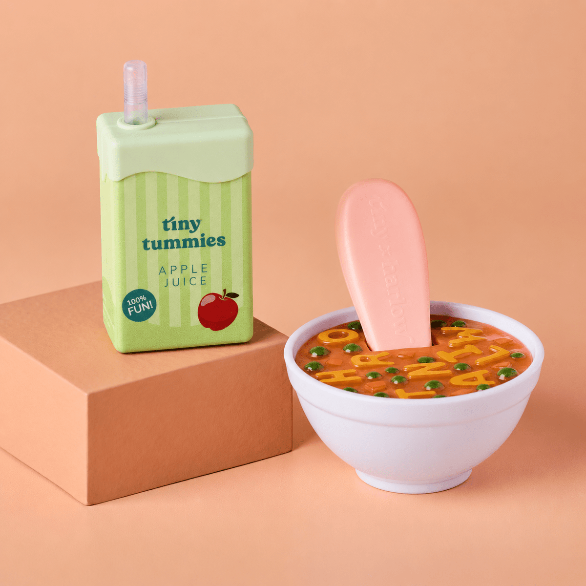 Tiny Harlow Tiny Tummies Alphabet Soup &amp; Apple Juice Set