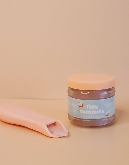 Tiny Harlow - Tiny Tummies - Coconut Yogurt - Jar and spoon Tiny Harlow