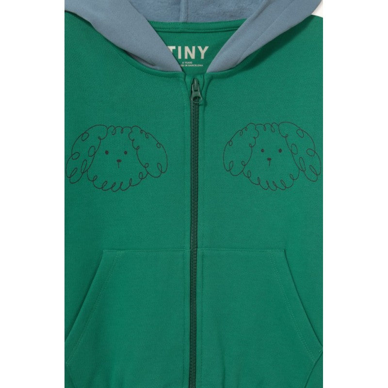 Tinycottons Curly Dog Color Block Hoodie in Dark Emerald