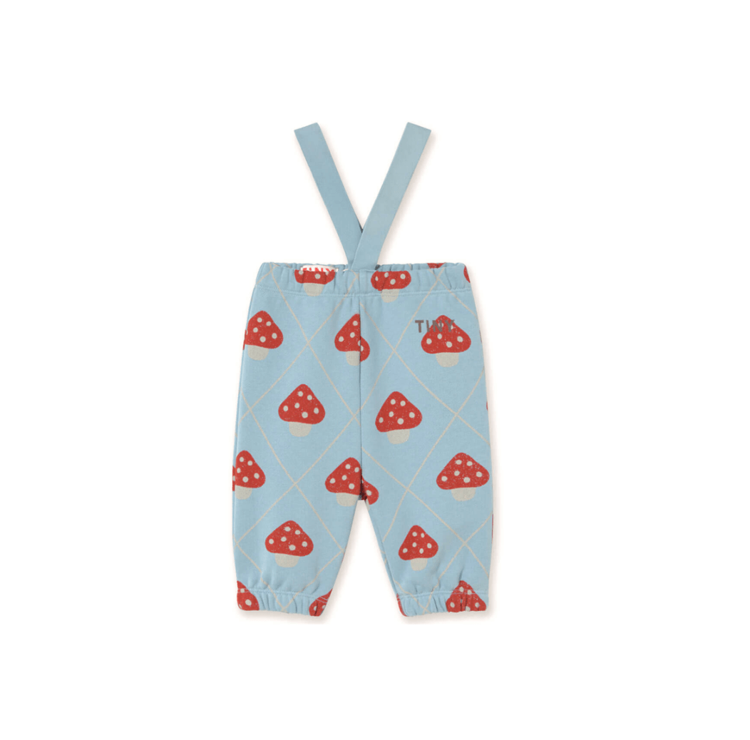 Tinycottons Mushrooms Baby Suspender Sweatpants - Denim Blue Tinycottons