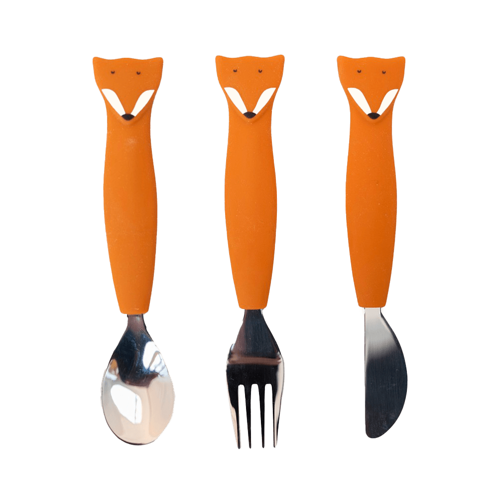 Trixie Baby - Trixie Silicone Cutlery Set, 3-Pack | Baby Toddler Utensils: Mr. Shark Trixie Baby