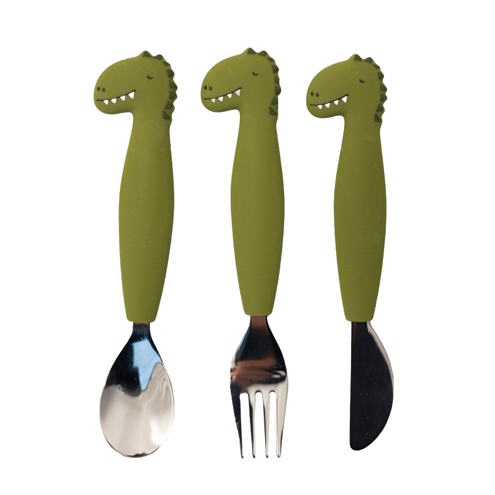 Trixie Baby - Trixie Silicone Cutlery Set, 3-Pack | Baby Toddler Utensils: Mr. Shark Trixie Baby