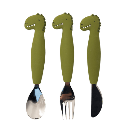 Trixie Baby - Trixie Silicone Cutlery Set, 3-Pack | Baby Toddler Utensils: Mr. Shark Trixie Baby