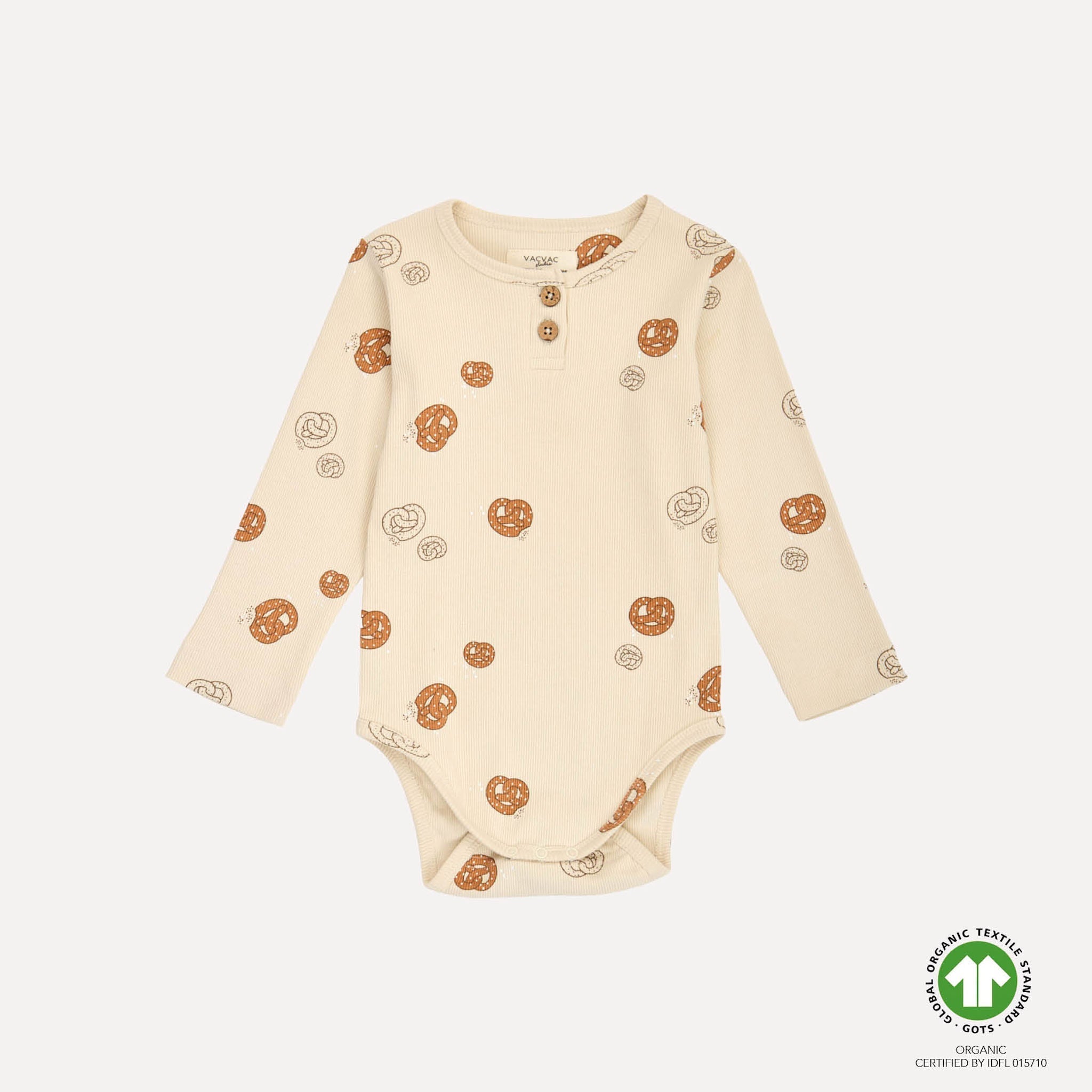 VACVAC Billie Pretzel Rib Bodysuit LS – Organic Long Sleeve Baby Bodysuit VACVAC