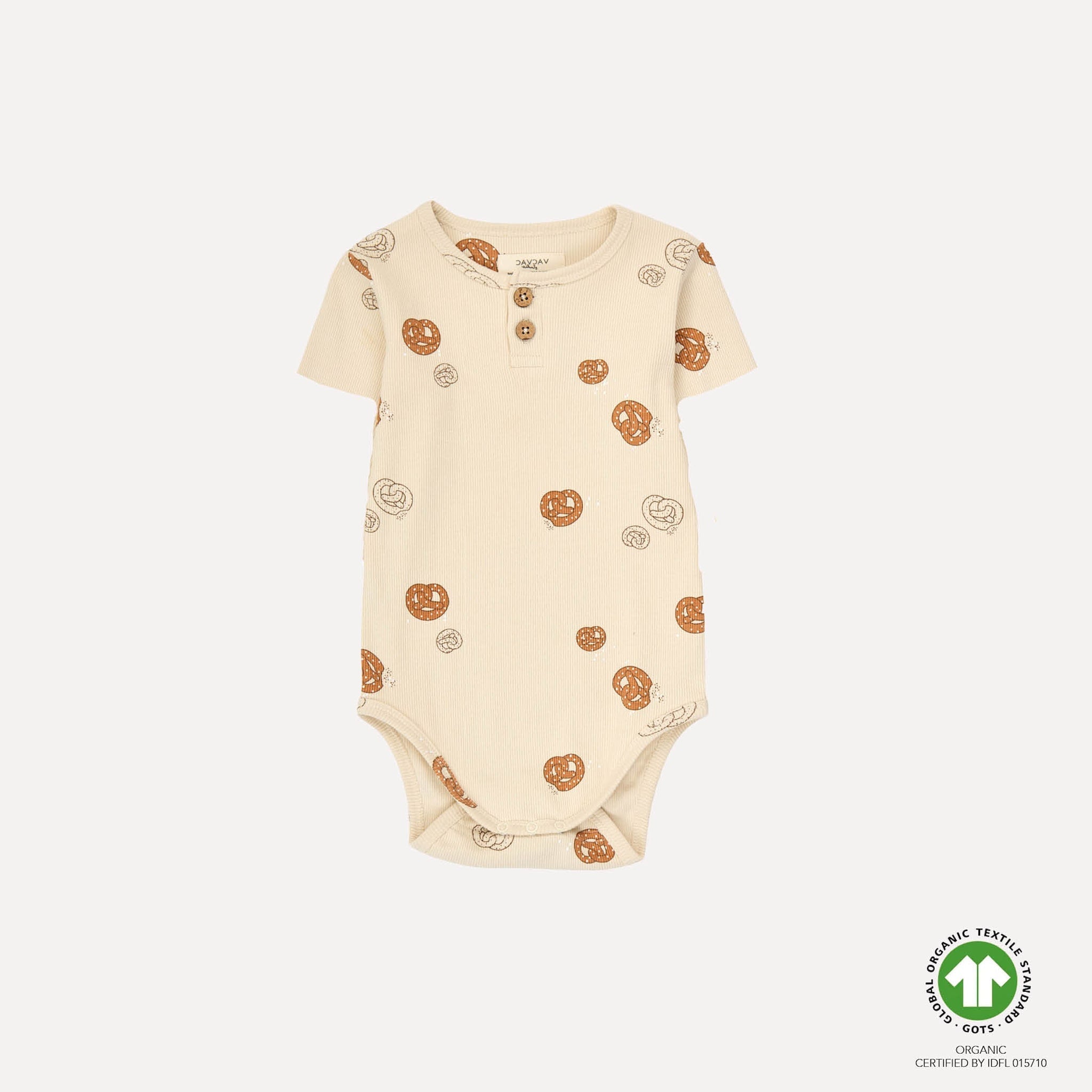 VACVAC Billie Pretzel Rib Bodysuit SS – Beige | Organic Baby Bodysuit VACVAC