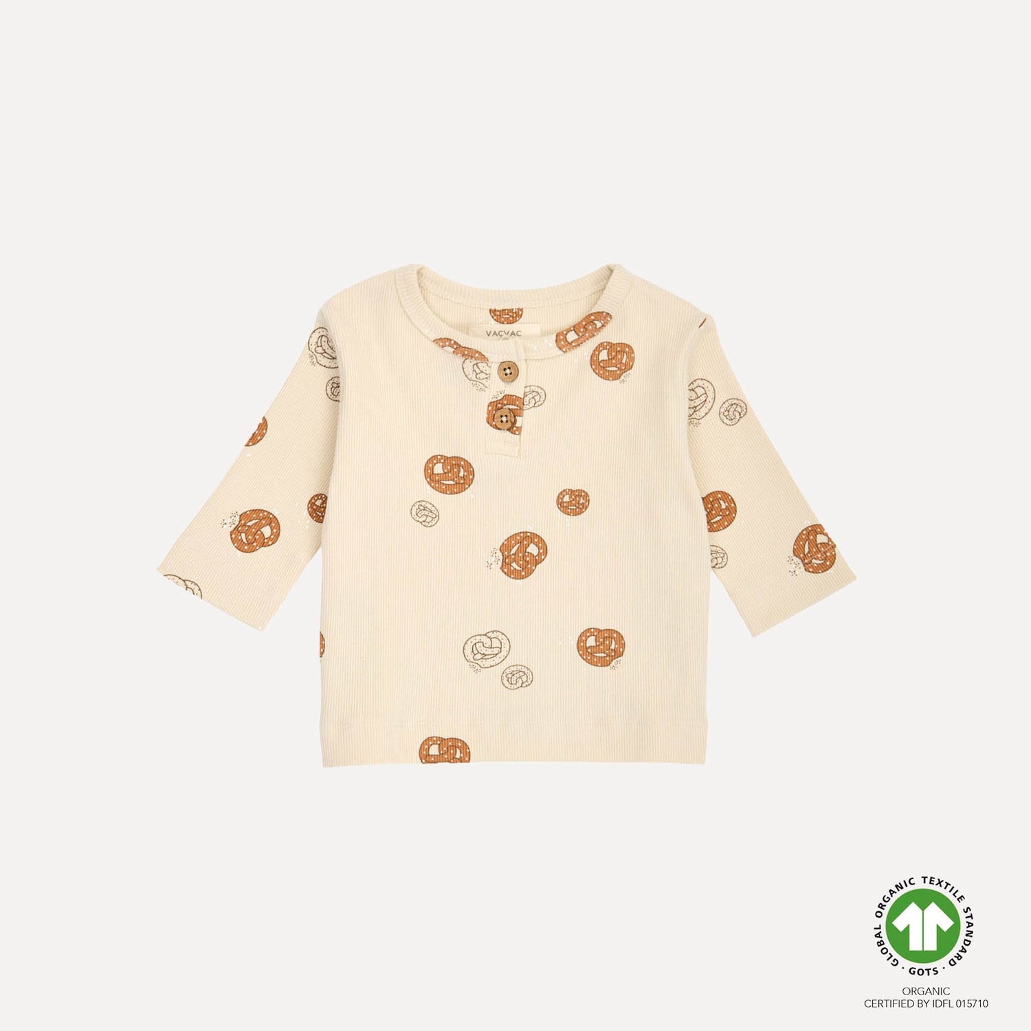 VACVAC Harper Rib Blouse LS – Beige | Organic Baby Top VACVAC