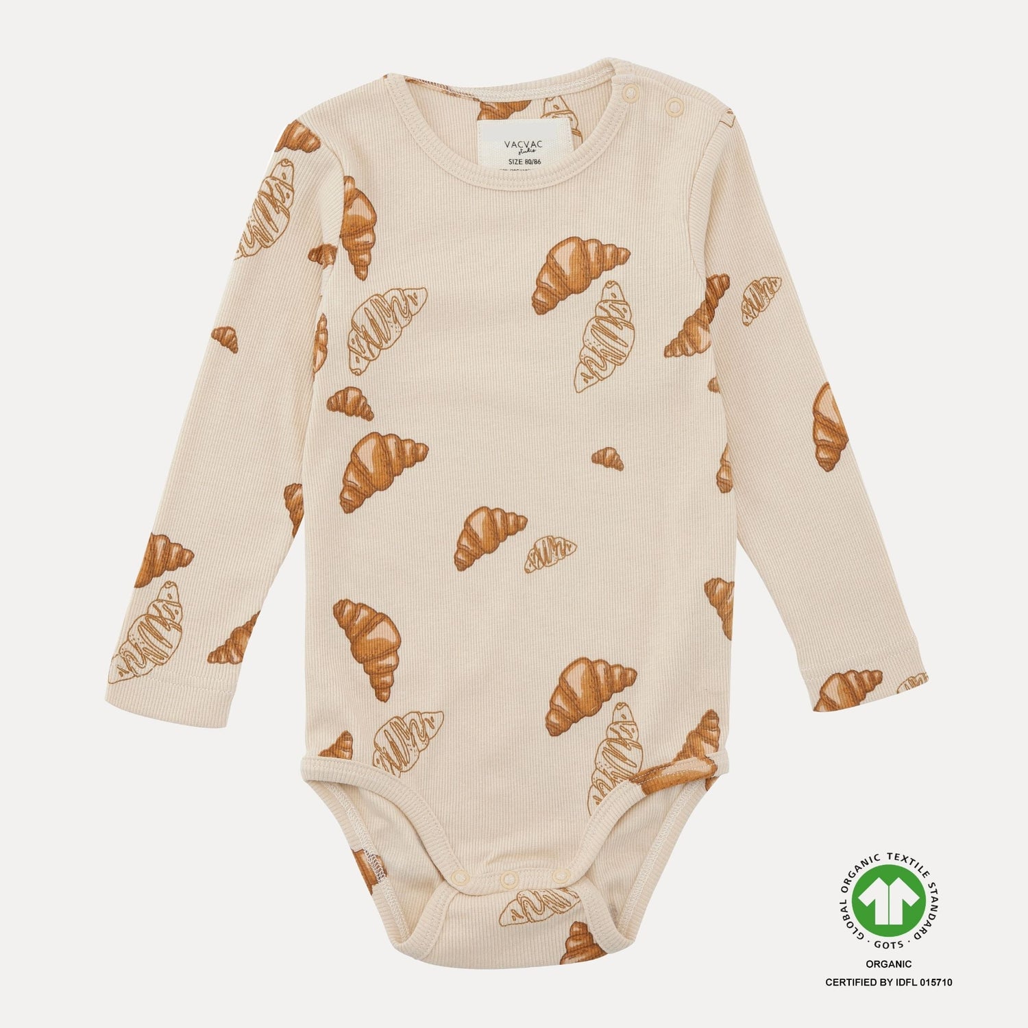 VACVAC Kurt Bodysuit LS – Croissant Big | Organic Baby Bodysuit VACVAC