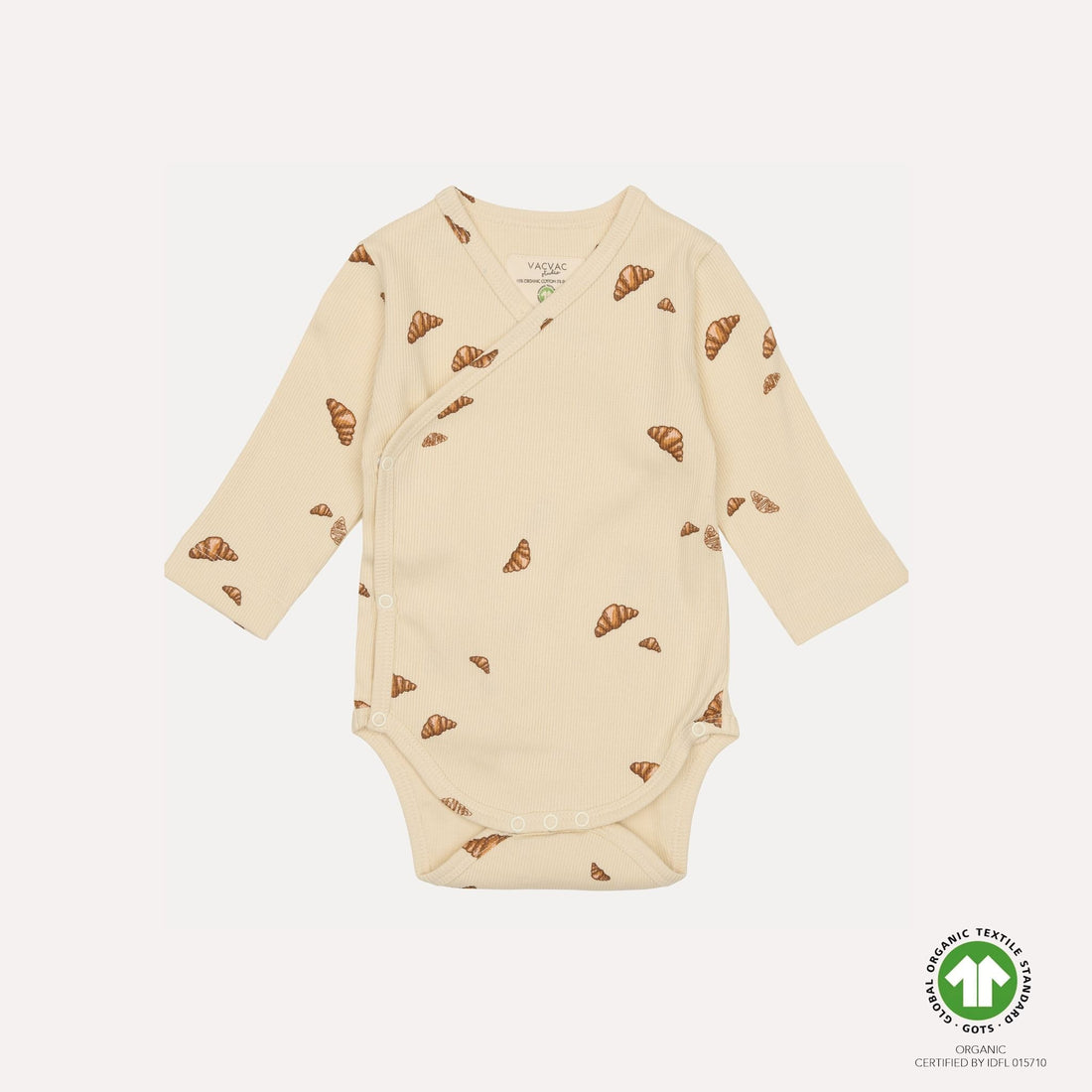 VACVAC Toulon NB Crossover Bodysuit LS – Croissant Mini | Organic Baby Bodysuit VACVAC