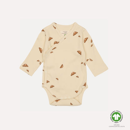 VACVAC Toulon NB Crossover Bodysuit LS – Croissant Mini | Organic Baby Bodysuit VACVAC