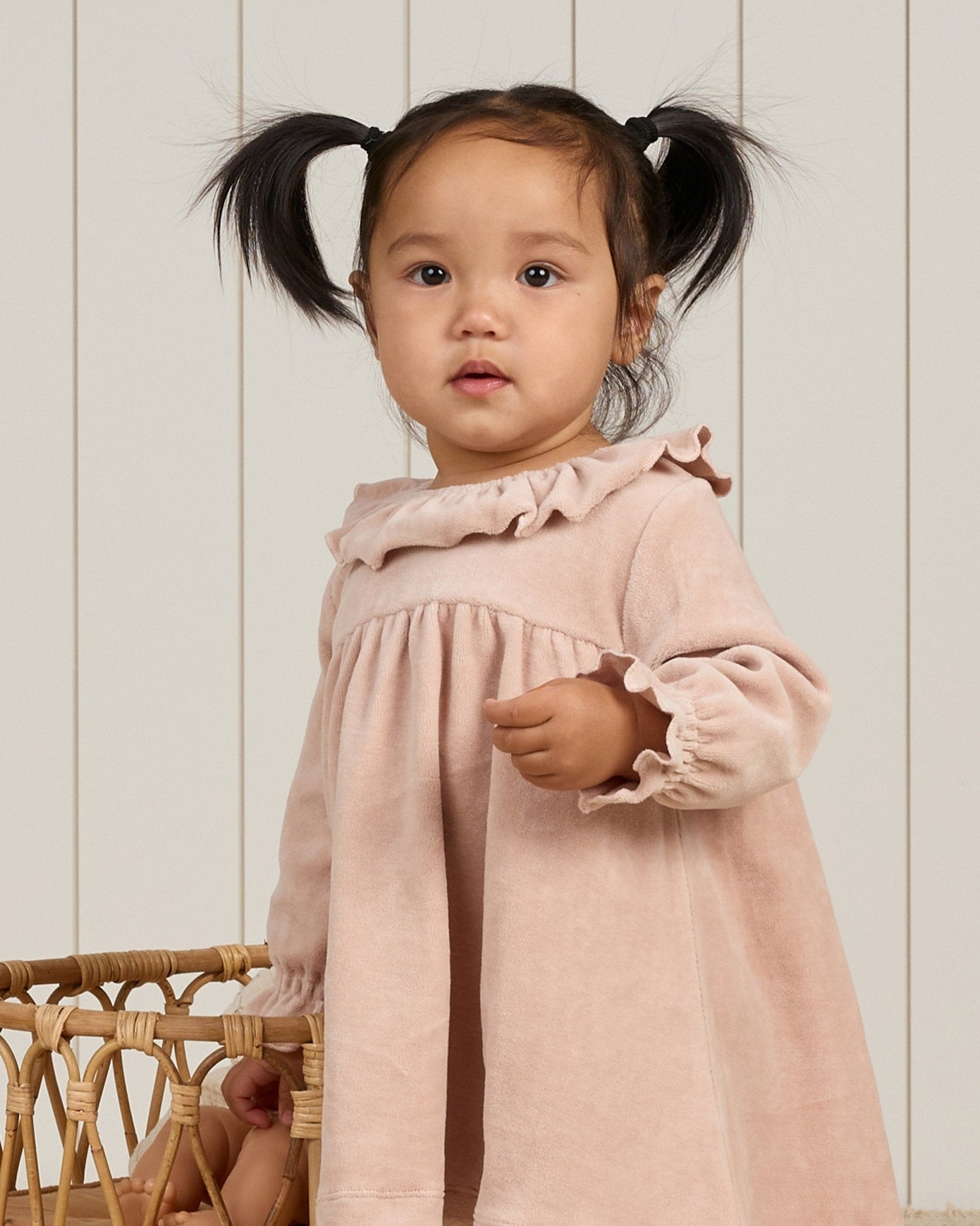 Velour Baby Dress || Blush Quincy Mae - enjoykidsus