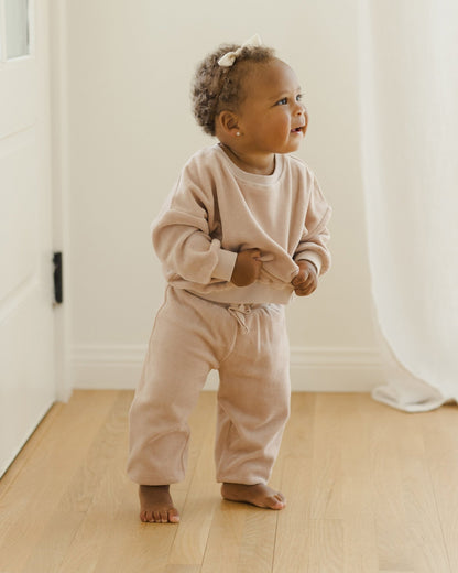 Velour Relaxed Sweatpant || Blush Quincy Mae - enjoykidsus