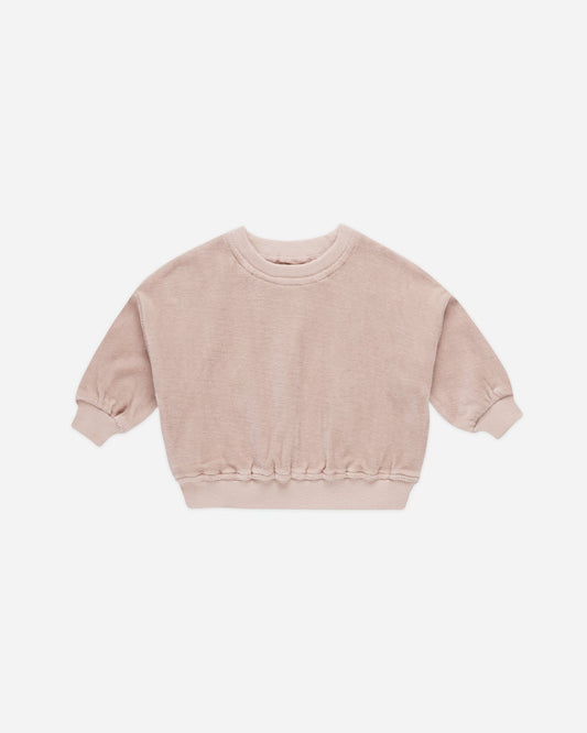 Velour Relaxed Sweatshirt || Blush Quincy Mae - enjoykidsus