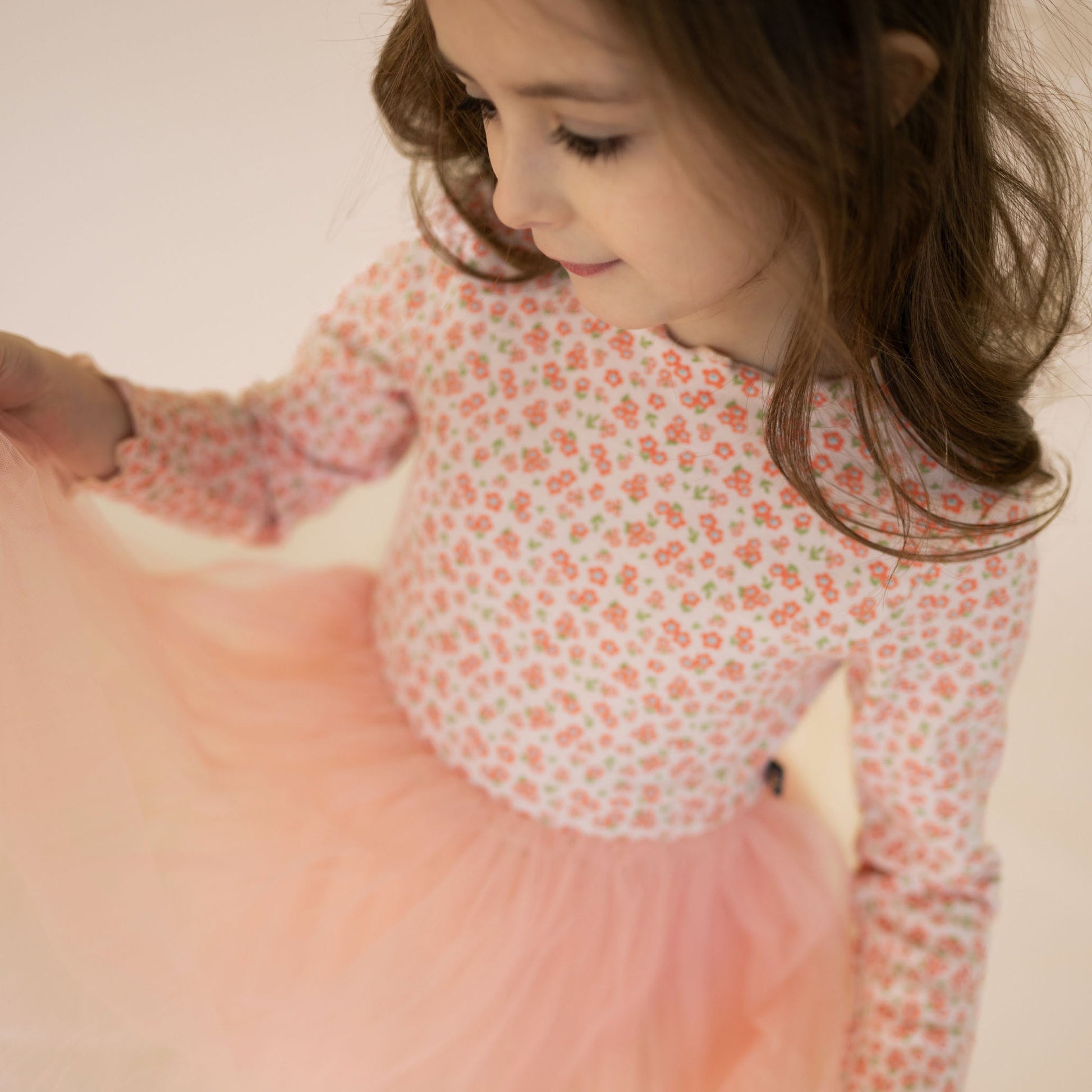 Vintage Flower 6 Dress - Peach Petite Hailey - enjoykidsus